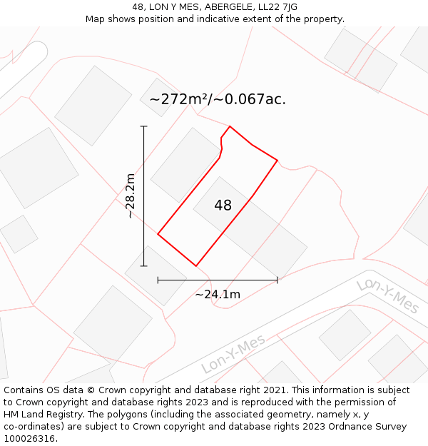 48, LON Y MES, ABERGELE, LL22 7JG: Plot and title map