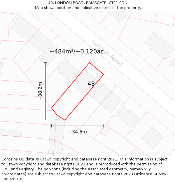 48, LONDON ROAD, RAMSGATE, CT11 0DN: Plot and title map