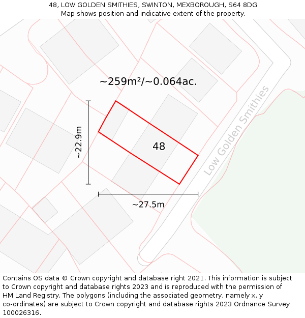 48, LOW GOLDEN SMITHIES, SWINTON, MEXBOROUGH, S64 8DG: Plot and title map