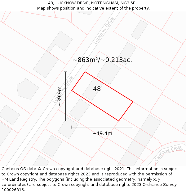 48, LUCKNOW DRIVE, NOTTINGHAM, NG3 5EU: Plot and title map