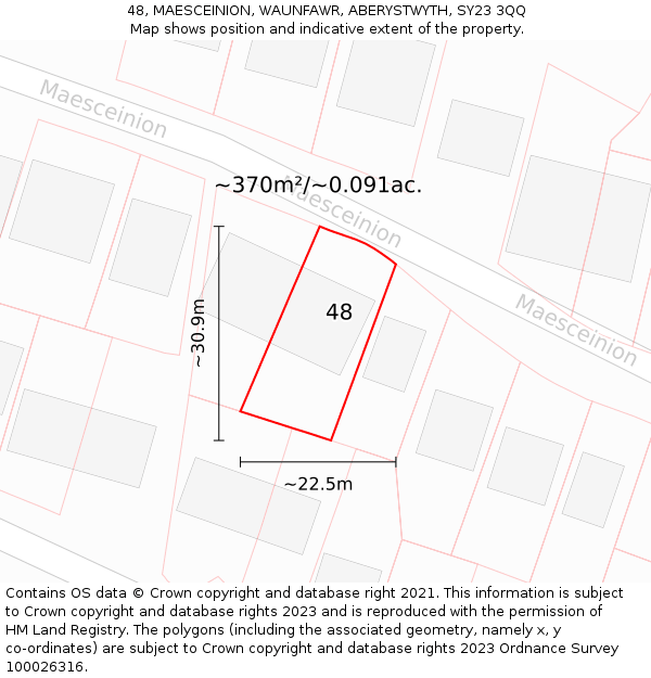 48, MAESCEINION, WAUNFAWR, ABERYSTWYTH, SY23 3QQ: Plot and title map