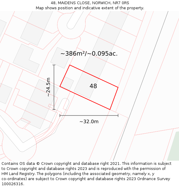 48, MAIDENS CLOSE, NORWICH, NR7 0RS: Plot and title map