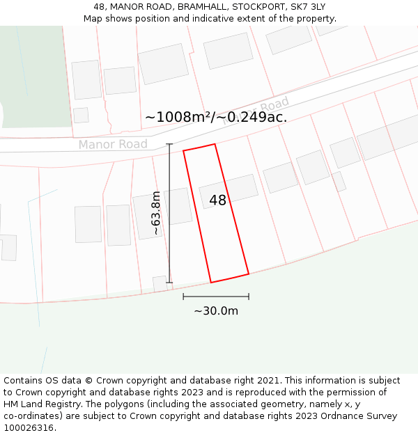 48, MANOR ROAD, BRAMHALL, STOCKPORT, SK7 3LY: Plot and title map