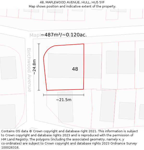 48, MAPLEWOOD AVENUE, HULL, HU5 5YF: Plot and title map