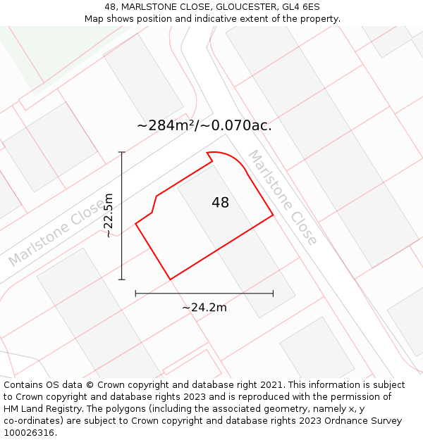 48, MARLSTONE CLOSE, GLOUCESTER, GL4 6ES: Plot and title map