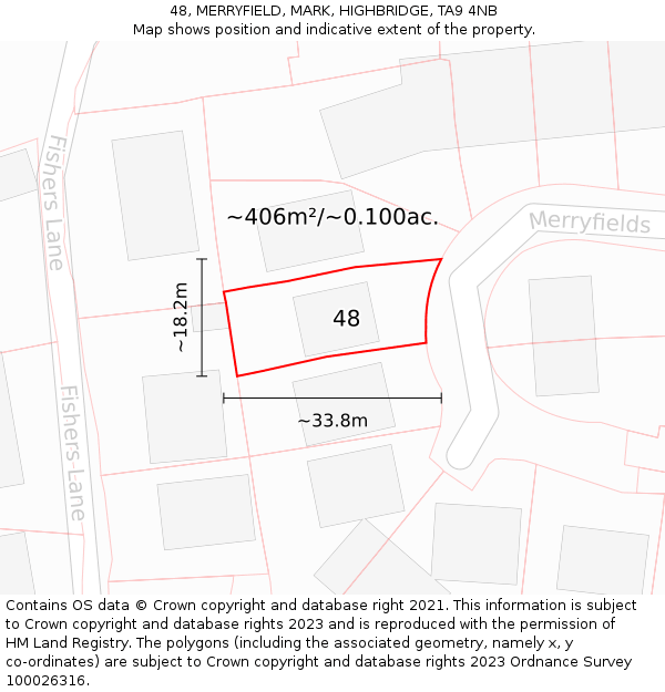 48, MERRYFIELD, MARK, HIGHBRIDGE, TA9 4NB: Plot and title map