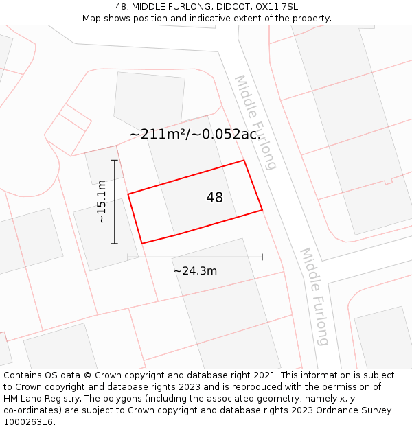 48, MIDDLE FURLONG, DIDCOT, OX11 7SL: Plot and title map