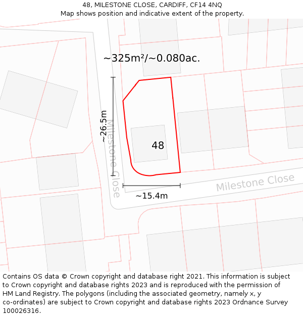 48, MILESTONE CLOSE, CARDIFF, CF14 4NQ: Plot and title map