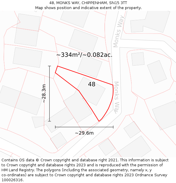 48, MONKS WAY, CHIPPENHAM, SN15 3TT: Plot and title map