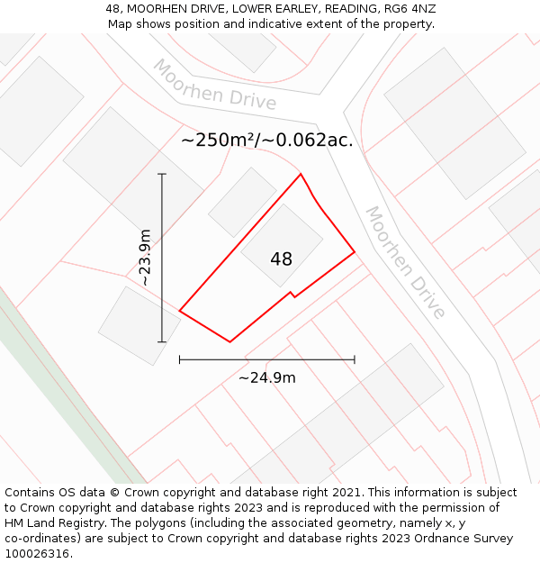 48, MOORHEN DRIVE, LOWER EARLEY, READING, RG6 4NZ: Plot and title map