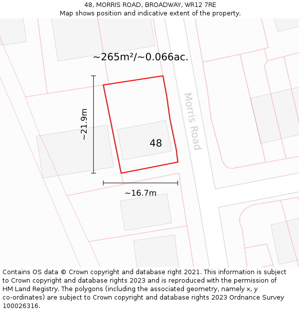 48, MORRIS ROAD, BROADWAY, WR12 7RE: Plot and title map