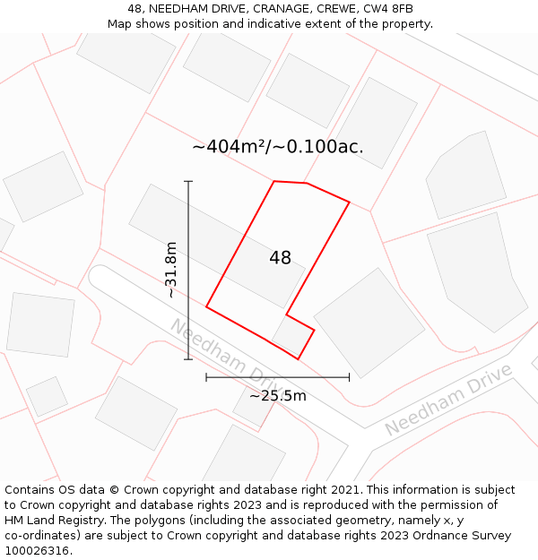 48, NEEDHAM DRIVE, CRANAGE, CREWE, CW4 8FB: Plot and title map