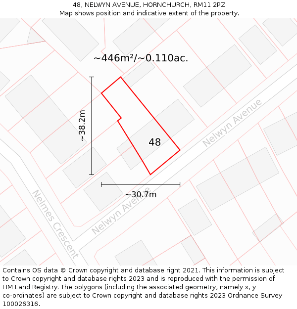 48, NELWYN AVENUE, HORNCHURCH, RM11 2PZ: Plot and title map
