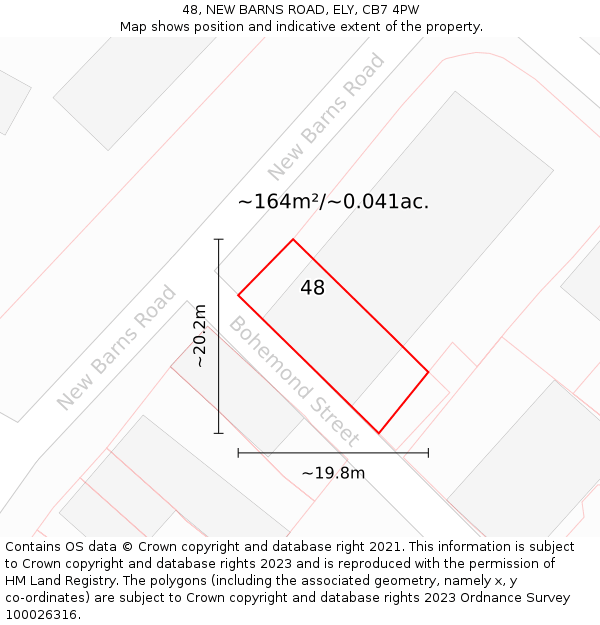 48, NEW BARNS ROAD, ELY, CB7 4PW: Plot and title map