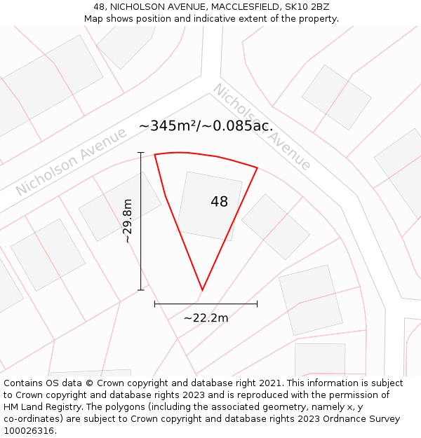 48, NICHOLSON AVENUE, MACCLESFIELD, SK10 2BZ: Plot and title map