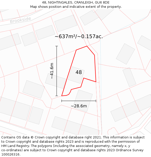 48, NIGHTINGALES, CRANLEIGH, GU6 8DE: Plot and title map