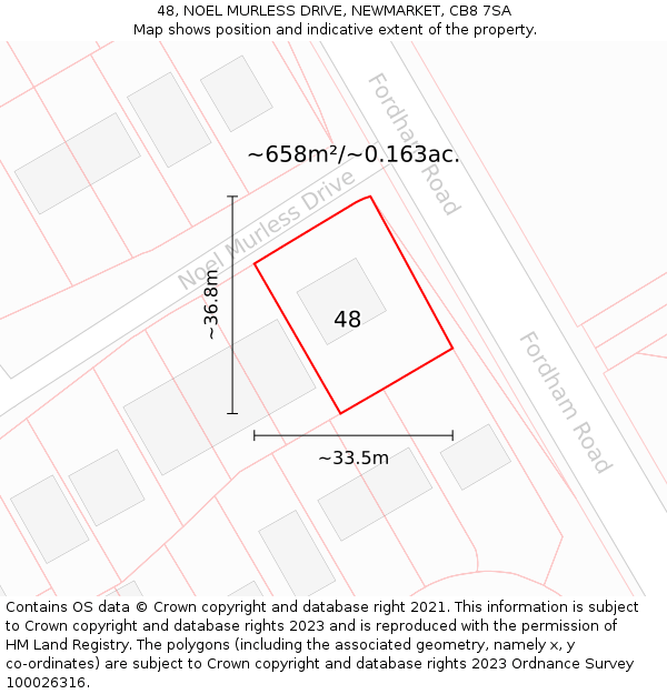 48, NOEL MURLESS DRIVE, NEWMARKET, CB8 7SA: Plot and title map