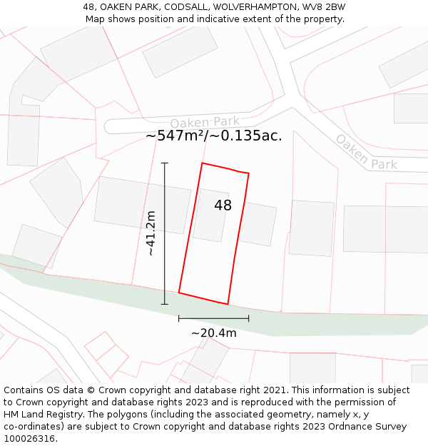 48, OAKEN PARK, CODSALL, WOLVERHAMPTON, WV8 2BW: Plot and title map