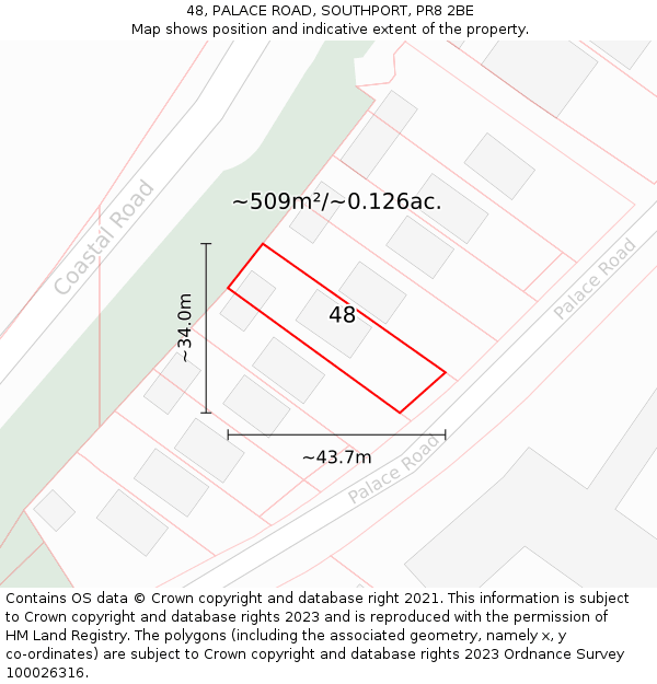 48, PALACE ROAD, SOUTHPORT, PR8 2BE: Plot and title map