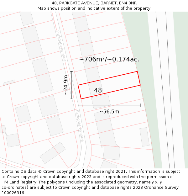 48, PARKGATE AVENUE, BARNET, EN4 0NR: Plot and title map