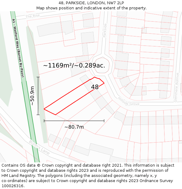 48, PARKSIDE, LONDON, NW7 2LP: Plot and title map