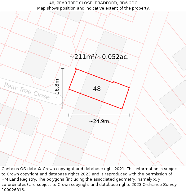 48, PEAR TREE CLOSE, BRADFORD, BD6 2DG: Plot and title map
