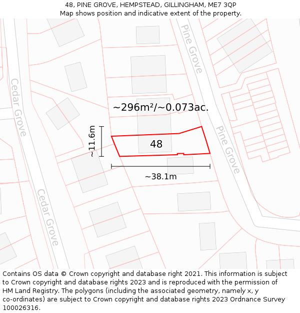 48, PINE GROVE, HEMPSTEAD, GILLINGHAM, ME7 3QP: Plot and title map