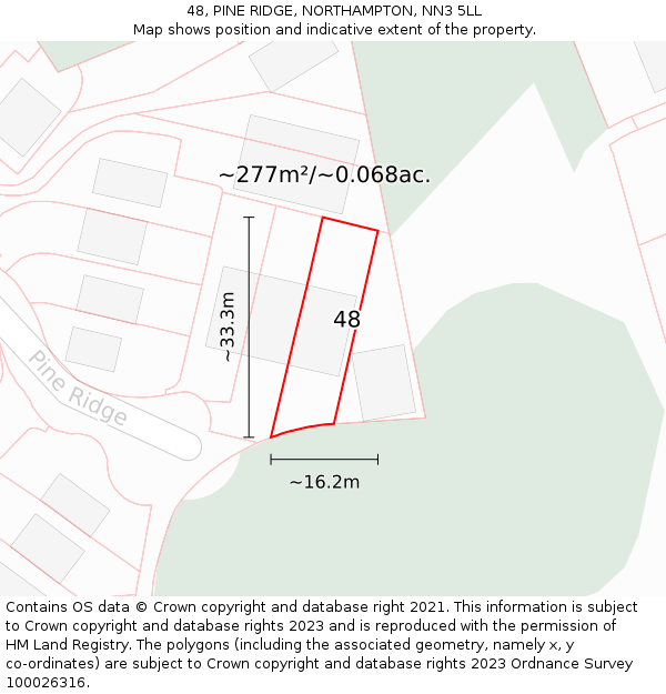 48, PINE RIDGE, NORTHAMPTON, NN3 5LL: Plot and title map