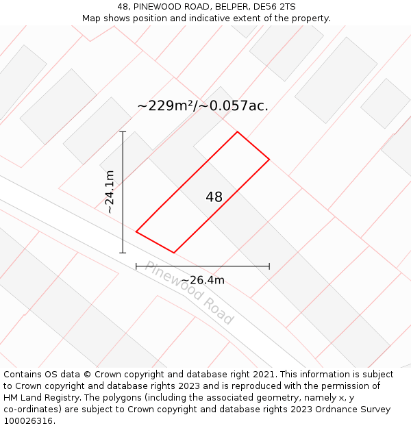 48, PINEWOOD ROAD, BELPER, DE56 2TS: Plot and title map