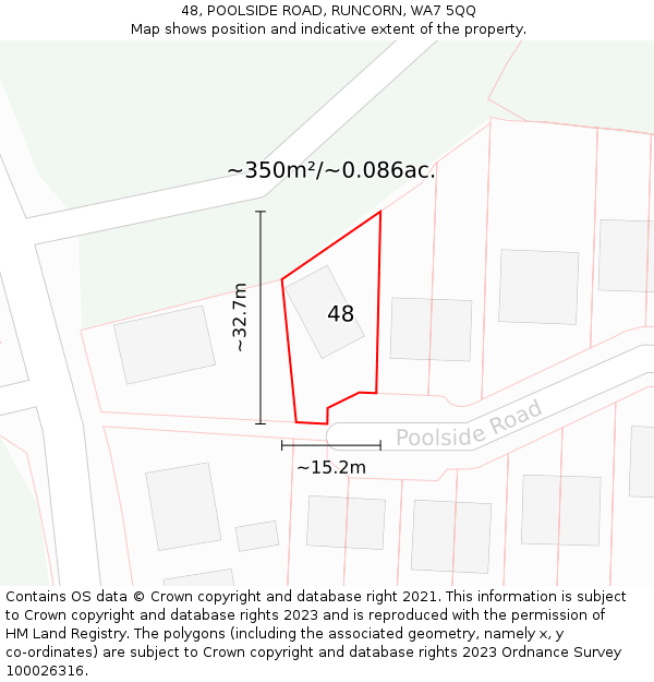 48, POOLSIDE ROAD, RUNCORN, WA7 5QQ: Plot and title map