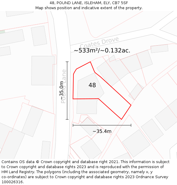 48, POUND LANE, ISLEHAM, ELY, CB7 5SF: Plot and title map