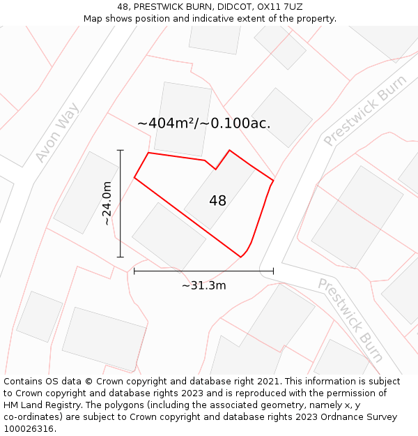 48, PRESTWICK BURN, DIDCOT, OX11 7UZ: Plot and title map
