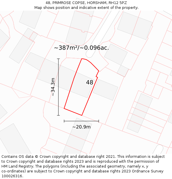 48, PRIMROSE COPSE, HORSHAM, RH12 5PZ: Plot and title map