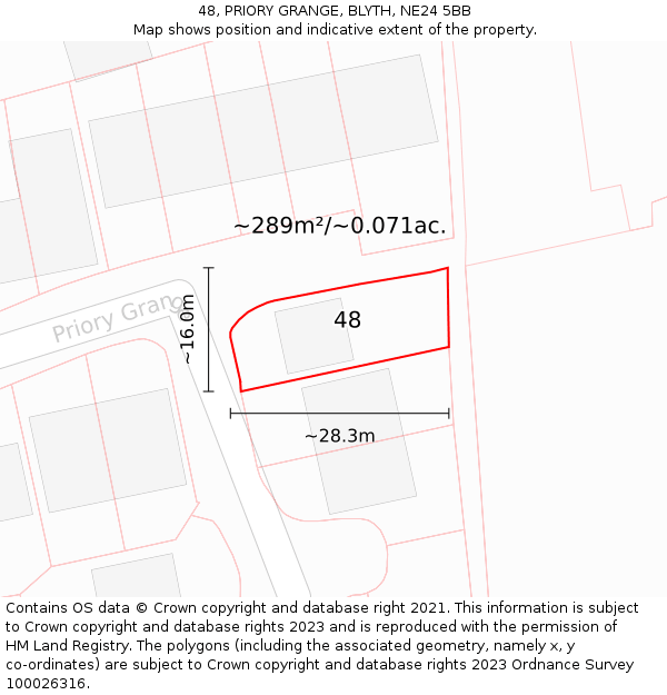 48, PRIORY GRANGE, BLYTH, NE24 5BB: Plot and title map