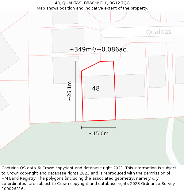 48, QUALITAS, BRACKNELL, RG12 7QG: Plot and title map