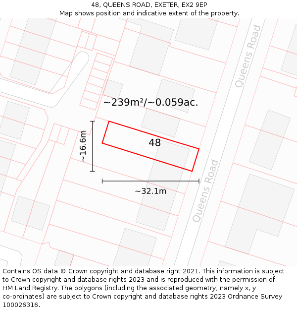 48, QUEENS ROAD, EXETER, EX2 9EP: Plot and title map
