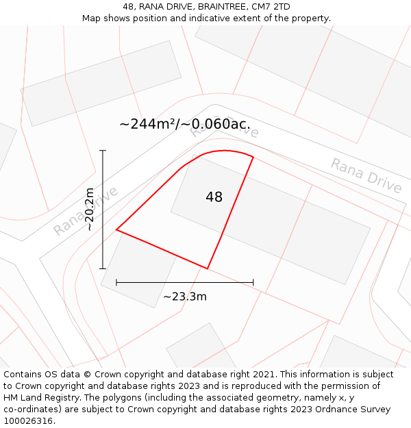 48, RANA DRIVE, BRAINTREE, CM7 2TD: Plot and title map