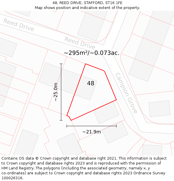48, REED DRIVE, STAFFORD, ST16 1FE: Plot and title map
