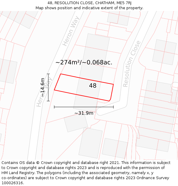48, RESOLUTION CLOSE, CHATHAM, ME5 7RJ: Plot and title map
