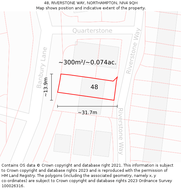 48, RIVERSTONE WAY, NORTHAMPTON, NN4 9QH: Plot and title map