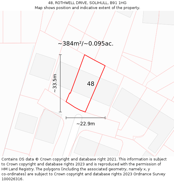 48, ROTHWELL DRIVE, SOLIHULL, B91 1HG: Plot and title map