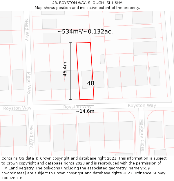 48, ROYSTON WAY, SLOUGH, SL1 6HA: Plot and title map