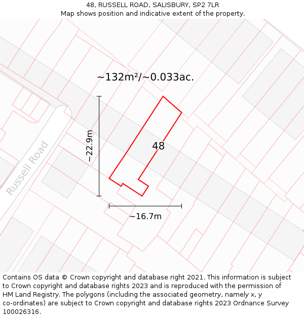 48, RUSSELL ROAD, SALISBURY, SP2 7LR: Plot and title map