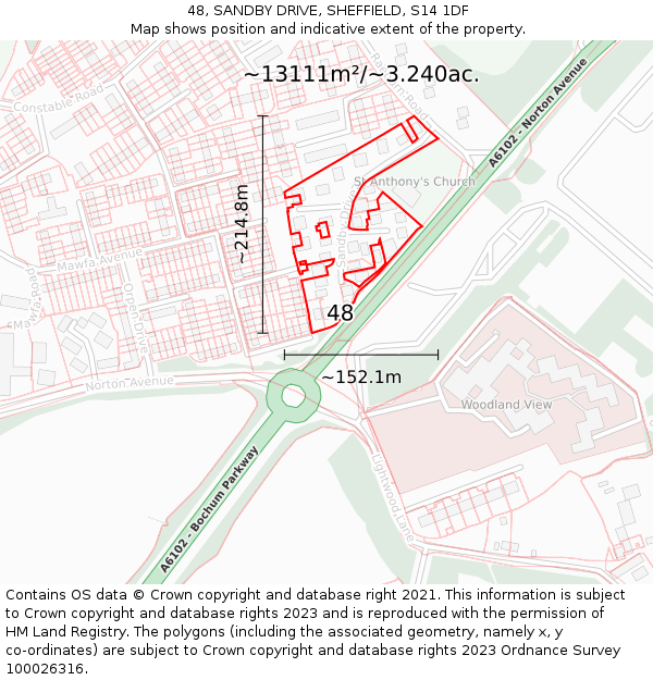 48, SANDBY DRIVE, SHEFFIELD, S14 1DF: Plot and title map