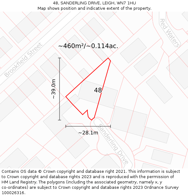 48, SANDERLING DRIVE, LEIGH, WN7 1HU: Plot and title map