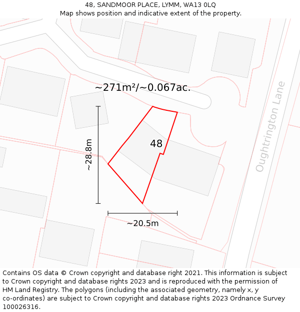 48, SANDMOOR PLACE, LYMM, WA13 0LQ: Plot and title map