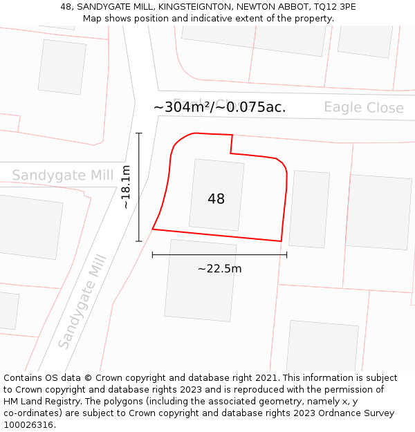 48, SANDYGATE MILL, KINGSTEIGNTON, NEWTON ABBOT, TQ12 3PE: Plot and title map