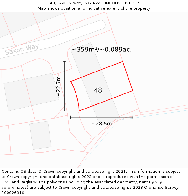 48, SAXON WAY, INGHAM, LINCOLN, LN1 2FP: Plot and title map