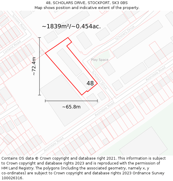 48, SCHOLARS DRIVE, STOCKPORT, SK3 0BS: Plot and title map