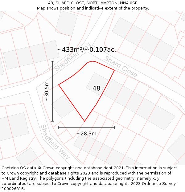 48, SHARD CLOSE, NORTHAMPTON, NN4 0SE: Plot and title map
